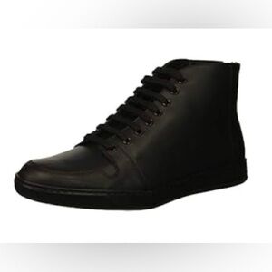 Bugatchi Men’s Italian Leather High Top Sneakers – Black, Size 11